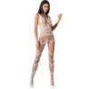 Passion Woman PASSION BS058 Bodystocking Baltas One Size - Elegant Fishnet Design
