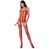 Passion Woman Passion BS067 Raudona Mesh Bodystocking with Lace Details One Size