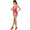 Passion Woman Passion BS088 Raudona Mesh Bodystocking - One Size, Elegant Lace Design