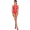 Passion Woman Passion BS088 Raudona Mesh Bodystocking - One Size, Elegant Lace Design