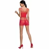 Passion Woman PASSION BS090 Raudona Mesh Bodystocking with Lace Design One Size
