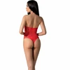 Passion Woman Bodystockings PASSION BS094 Bodystocking Raudona One Size - Elegant Mesh Lingerie