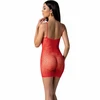 Passion Woman Bodystockings PASSION BS096 Raudona Bodystocking One Size - Mesh &amp; Lace Design