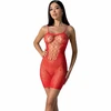 Passion Woman Bodystockings PASSION BS096 Raudona Bodystocking One Size - Mesh &amp; Lace Design