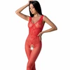 Passion Woman Bodystockings PASSION BS098 Raudona Bodystocking - One Size, Mesh Lace Design