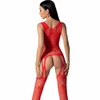 Passion Woman Bodystockings PASSION BS099 Bodystocking Raudona - One Size, Stretch Mesh Design