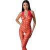 Passion Woman Bodystockings PASSION BS100 Bodystocking Raudona One Size - Elegant Mesh Design