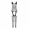 Passion Woman Bodystockings PASSION BS104 Bodystocking Baltas One Size - Elegant Mesh Lingerie