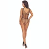 Passion Woman Bodystockings PASSION BS114 Juodas Grid Bodystocking - Elegant Open Design, One Size