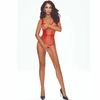 Passion Woman Bodystockings PASSION BS115 Bodystocking Grid Raudona - Refined Openwork Lingerie, Size Range XS-L