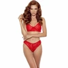 Passion Woman Sets PASSION Denelia Lingerie Set Raudona S/M - Bra &amp; Thong, Elegant Design