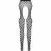 PASSION WOMAN GARTER &amp; STOCK PASSION Eco Collection Bodystocking ECO S003 Juodas - Sustainable Design, One Size
