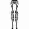 PASSION WOMAN GARTER &amp; STOCK PASSION Eco Collection Bodystocking ECO S003 Juodas - Sustainable Design, One Size