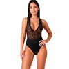 Passion Woman Teddies PASSION Evalie Bodysuit Juodas S/M - Elegant Lace Deep V Open Back