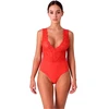 Passion Woman Teddies PASSION Evalie Bodysuit Raudona S/M - Elegant Lace &amp; Open Back Design