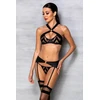Passion Hima Exclusive Juodas Lingerie Set - Bra, Thong &amp; Garter Belt