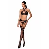 Passion Hima Exclusive Juodas Lingerie Set - Bra, Thong &amp; Garter Belt