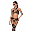 Passion Hima Exclusive Juodas Lingerie Set - Bra, Thong &amp; Garter Belt