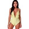Passion Woman Teddies PASSION SENSIE Bodysuit Lemon L/XL - Satin-Effect, Adjustable Straps