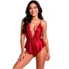 Passion Woman Teddies PASSION Sensie Satin Bodysuit Burgundy S/M - Adjustable Straps &amp; V-Neck