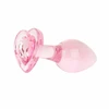 Pink Rožinė Anal Collection Glass Plug Medium Heart-Shaped Base 8.3 cm Rožinė