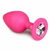 Pink EasyToys Diamond Plug Medium Rožinė - Silicone Intimate Priedas with Gemstone Base