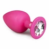 Pink EasyToys Silicone Intimate Plug Large Rožinė with Decorative Gemstone