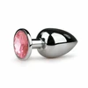 Pink Rožinė Sinner Gear Sidabrinis Intimate Plug with Rožinė Crystal Large Aliuminio