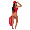 Playboy Lingerie Beach Patrol Costume Set with Cap and Whistle, Juodas