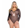 Playboy Lingerie Cover Girl October Teddy - Sheer Bodysuit, Juodas, M/L
