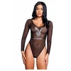 Playboy Sparkling Bunny Teddy - Mesh &amp; Satin Bodysuit with Rhinestones