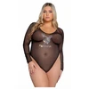 Playboy Sparkling Bunny Teddy - Mesh &amp; Satin Bodysuit with Rhinestones