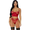 Forplay Rene Rofe Peek Inside Lace Lingerie Set 3-Piece Juodas Size L