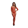 Shots Rene Rofe Shimmering Off-Shoulder Bodystocking Raudona/Gold Glitter One Size