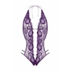 Ayisigi Renee Elegant Lace Bodysuit Violetinė - Openwork, Adjustable Straps L/XL