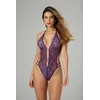 Ayisigi Renee Elegant Lace Bodysuit Violetinė - Openwork, Adjustable Straps L/XL