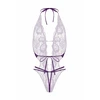 Ayisigi Renee Lace Thong Bodysuit Violetinė - Elegant Open Design, Rhinestone Detail S/M