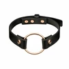 Rosy Gold Adjustable Choker Juodas - Elegant Metal Ring Detail