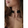 Rosy Gold Adjustable Choker Juodas - Elegant Metal Ring Detail
