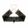 Rosy Gold Lace Cuffs &amp; Collar Set Juodas - Elegant Gold Chain Detail