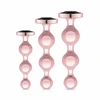 Rosy Gold Metal Plug Set 3 Sizes - Rose Gold, Juodas Crystal Base
