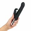 Rosy Gold Rabbit Vibrator Thrusting System Juodas 13cm USB Rechargeable