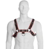 Leather Body Santiago Leather Chain Harness III Juodas/Raudona - Adjustable Unisex Body Priedas