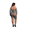 Shots Le Desir Queen Size Long Sleeve Net Mini Dress Juodas
