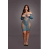Shots Le Desir Queen Size Long Sleeve Net Mini Dress Juodas