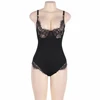 SUBBLIME QUEEN PLUS SIZE Subblime Queen Plus Juodas Teddy with Sheer Panels and Fringed Edges