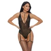 Forplay Sweet Dot XL Teddy Bodysuit with Garter Straps and Choker Accent