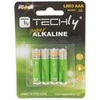 Techly 1,5V AAA LR03 šarminės baterijos, 4 vnt.