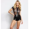Allure The Dramatique Wetlook Jumpsuit S/M Juodas with Lace Bodice &amp; Zipper