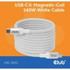 Club 3D USB-C į USB-C kabelis 2M, magnetinis, baltas